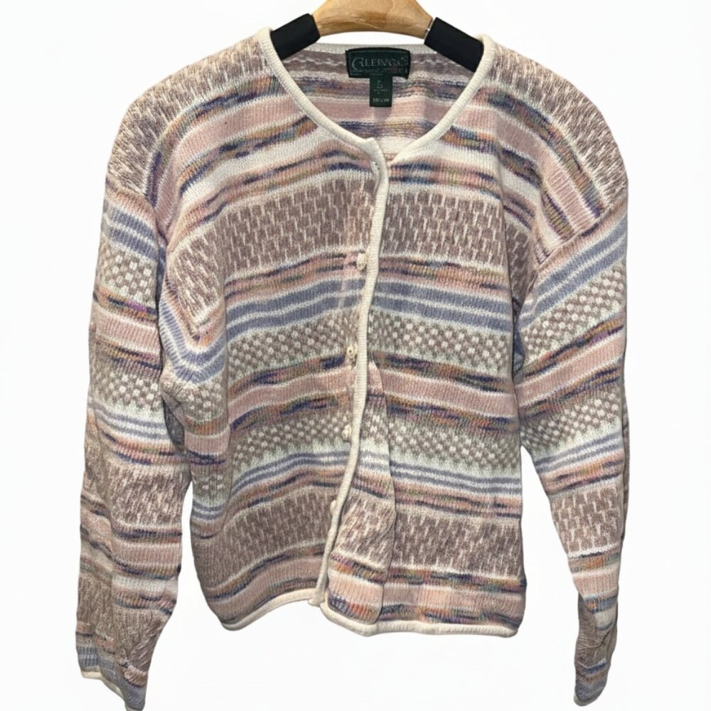 Vintage 1990s Cullinane Button Up Cardigan Stripe Sweater